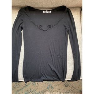 Long Sleeve V (Black, Size S/M) “My Main Henley”